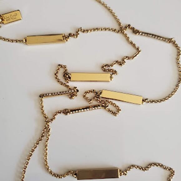 Kate Spade Raising the Bar Station Necklace Gold Plated Bars Crystal Accents - Picture 3 of 5